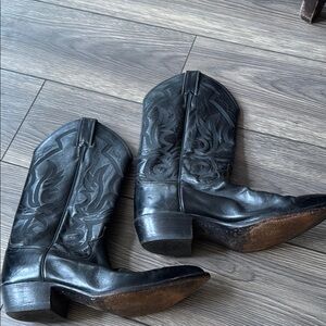 Black Leather Cowboy Boots